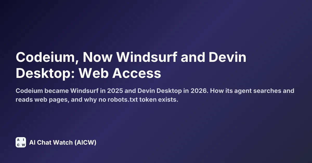 Codeium, Now Windsurf and Devin Desktop: Web Access