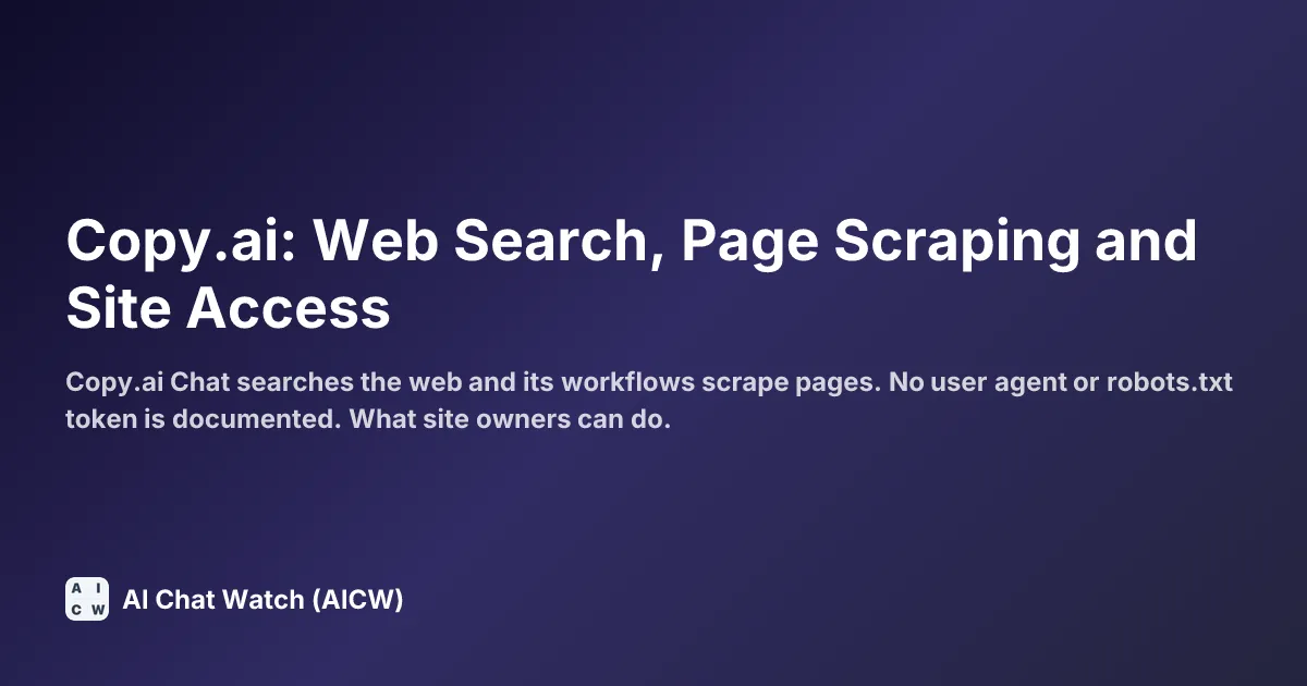 Copy.ai: Web Search, Page Scraping and Site Access