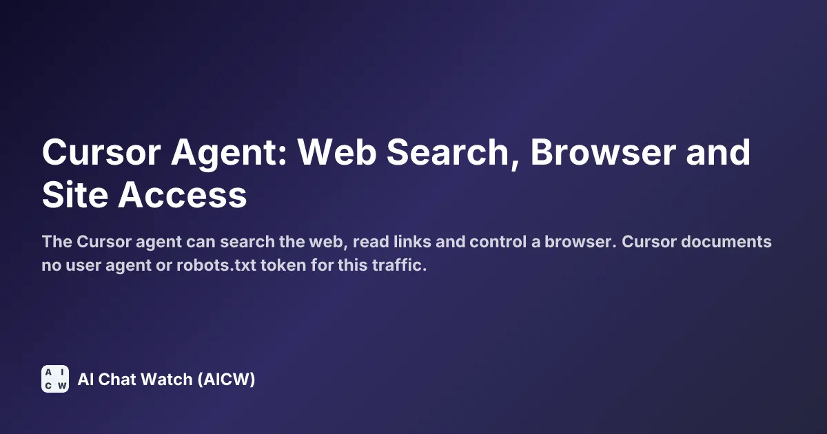 Cursor Agent: Web Search, Browser and Site Access
