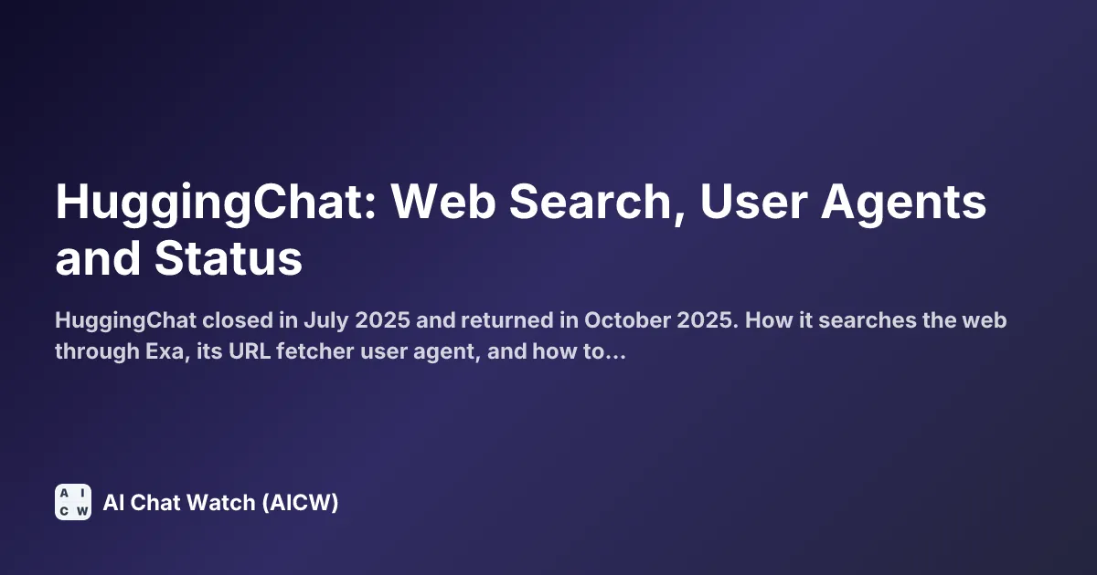 HuggingChat: Web Search, User Agents and Status