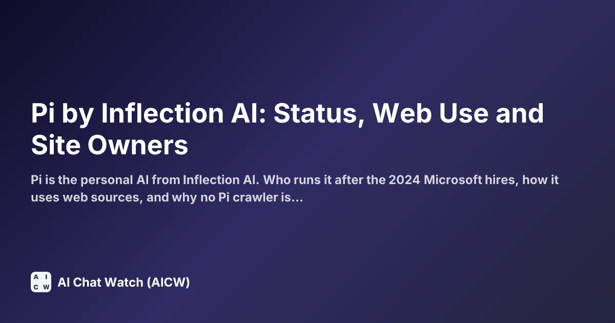 Pi by Inflection AI: Status, Web Use and Site Owners