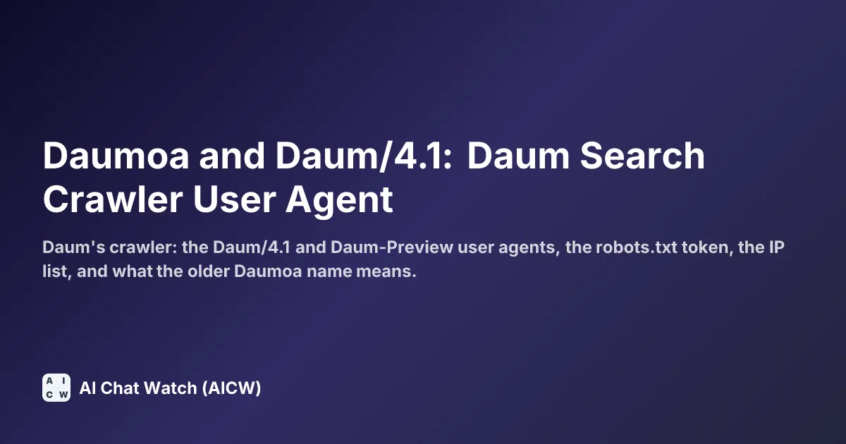 Daumoa and Daum/4.1: Daum Search Crawler User Agent