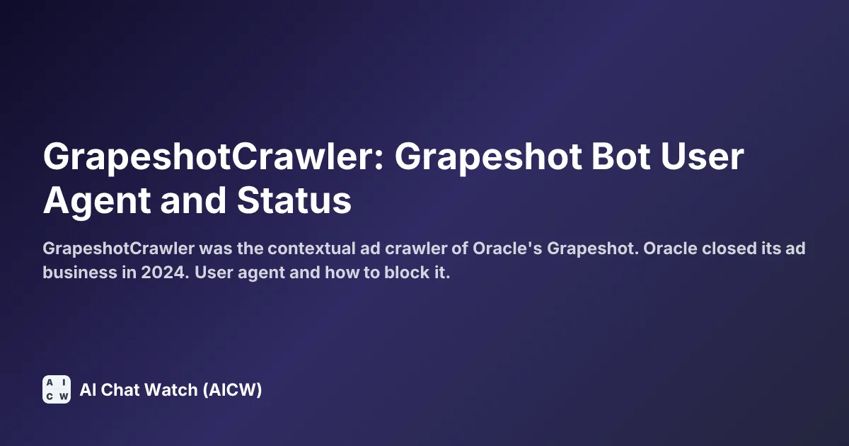 GrapeshotCrawler: Grapeshot Bot User Agent and Status