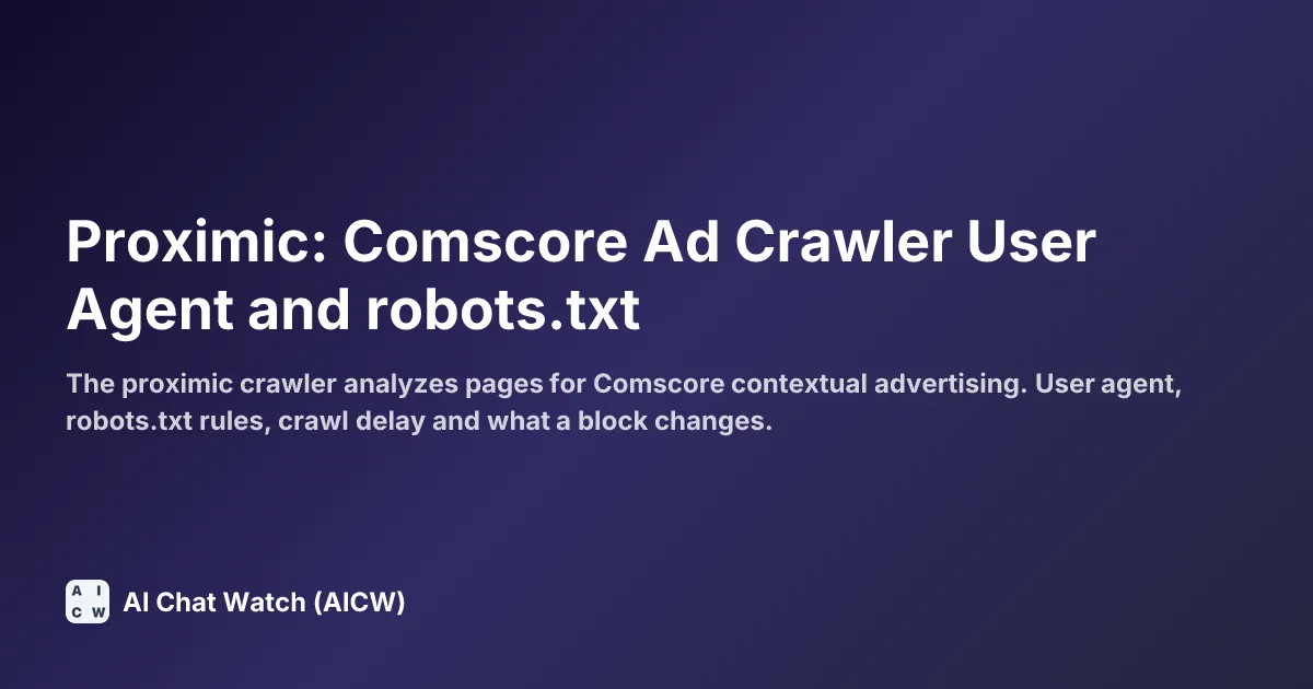 Proximic: Comscore Ad Crawler User Agent and robots.txt