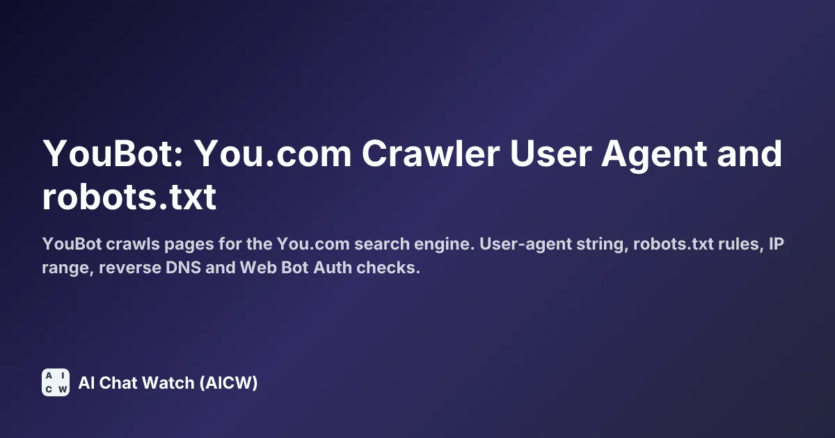 YouBot: You.com Crawler User Agent and robots.txt