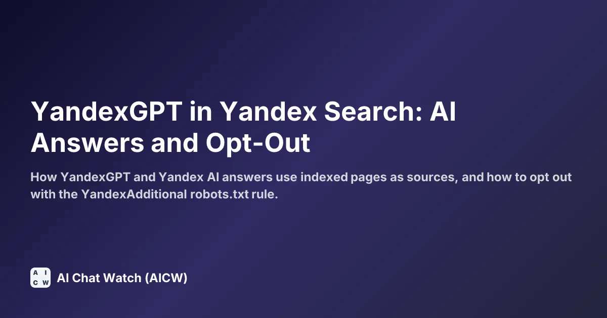 YandexGPT in Yandex Search: AI Answers and Opt-Out