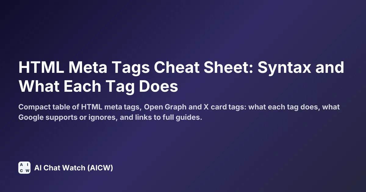 HTML Meta Tags Cheat Sheet: Syntax and What Each Tag Does